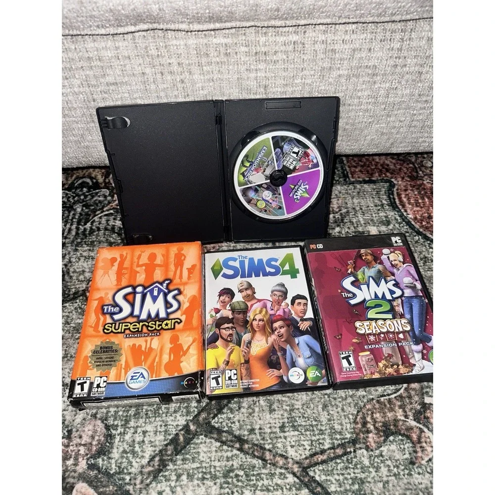 Lot Of 4 PC Games - The Sims 2,3,4 Expansion Packs, Superstar, Seasons…‎
